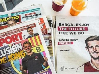 
	&quot;Barca, bucura-te de viitor!&quot; Ajax a cumparat o pagina de reclama in ziarul de casa al Barcelonei, sa-i felicite pe catalani pentru transferul lui De Jong
