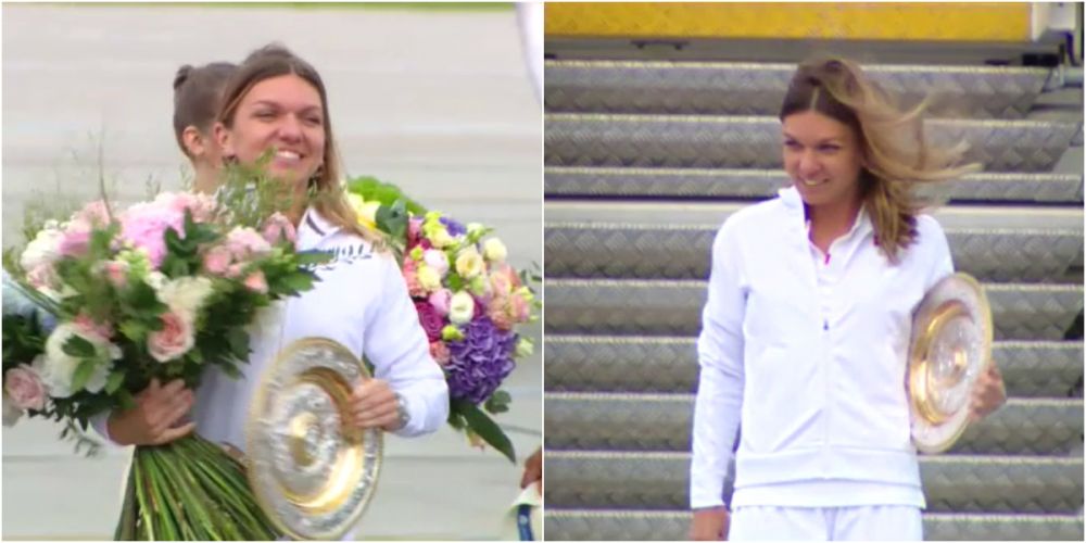 Sosire Simona Halep VIDEO! Trofeul Wimbledon a ajuns in Romania: "Va multumesc pentru sustinere"_13