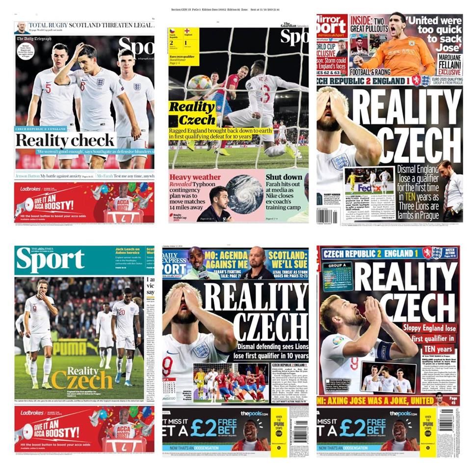 FABULOS! Cum arata titlurile in presa britanica dupa infrangerea din preliminariile EURO 2020! Au picat examenul cu Cehia pentru ca au copiat :)_2
