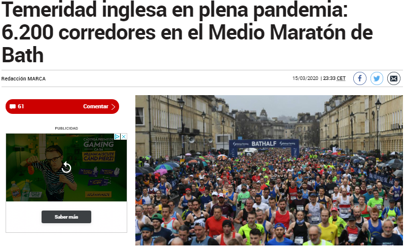 In plina pandemie, 6200 de englezi au alergat la un maraton! Spaniolii au luat FOC cand au vazut imaginile: "Fac mereu lucrurile diferit, se stie de secole!"_1