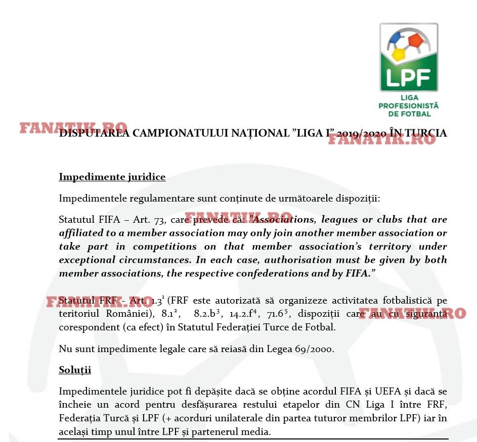 Scrisoarea OFICIALA trimisa de LPF dupa anuntul ca Liga 1 s-ar putea muta in TURCIA! Anunt de ultima ora_2