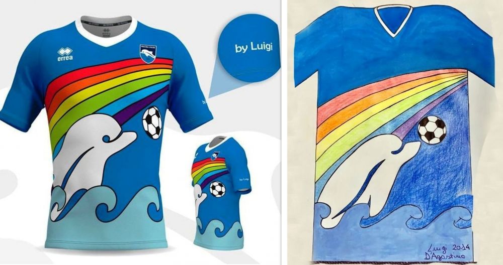 Au ales un copil de 6 ani sa le faca designul pentru tricouri si vor juca cu un delfin si un curcubeu pe piept_2