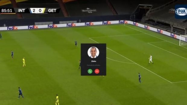 
	Aparitie surpriza pe ecranul TV-ului in timpul partidei Inter - Getafe: un fost fotbalist a sunat pe Skype in timpul duelului din Europa League
