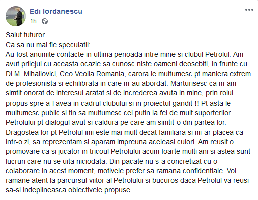 Edi Iordanescu a refuzat Petrolul! Antrenorul a intrat imediat pe Facebook: "Am cunoscut oameni deosebiti!"_1