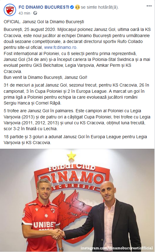 Primul transfer extern pentru Dinamo dupa venirea spaniolilor! Jucatorul a fost prezentat oficial. Janusz Gol e anuntat ca o mare lovitura: ce salariu urias pentru Liga 1 are_1