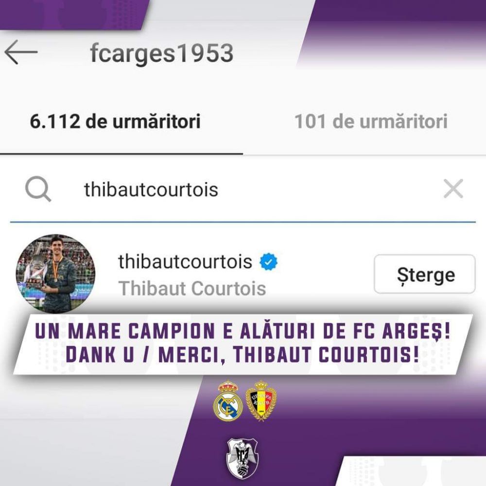 ASTA DA TRANSFER! :) SPIDERMAN Courtois a inceput sa urmareasca o echipa din Liga 1 pe Instagram! Surpriza URIASA pentru mii de fani_1