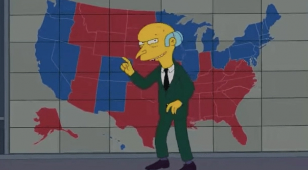Inca o 'predictie' NEASTEPTATA facuta in The Simpsons! Harta voturilor din SUA, prezentata in serial in urma cu 8 ani! Imaginea care starnit numeroase reactii_1