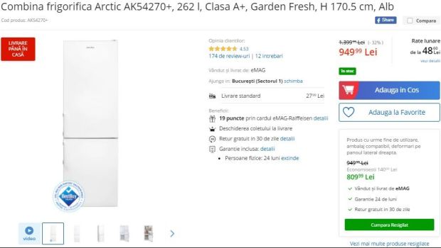 
	Combina frigorifica Arctic redusa de la 1399 de lei la 949 de lei! Imprimanta laser color HP redusa cu 33%! Este doar 599 de lei!
