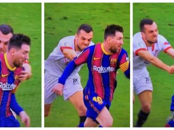 
	Sunt imaginile care au ajuns in toata lumea! Messi, IMPOSIBIL de oprit si cand te arunci cu BRATELE dupa el! Chiar e SUPERMAN! Cum a marcat cu Sevilla
