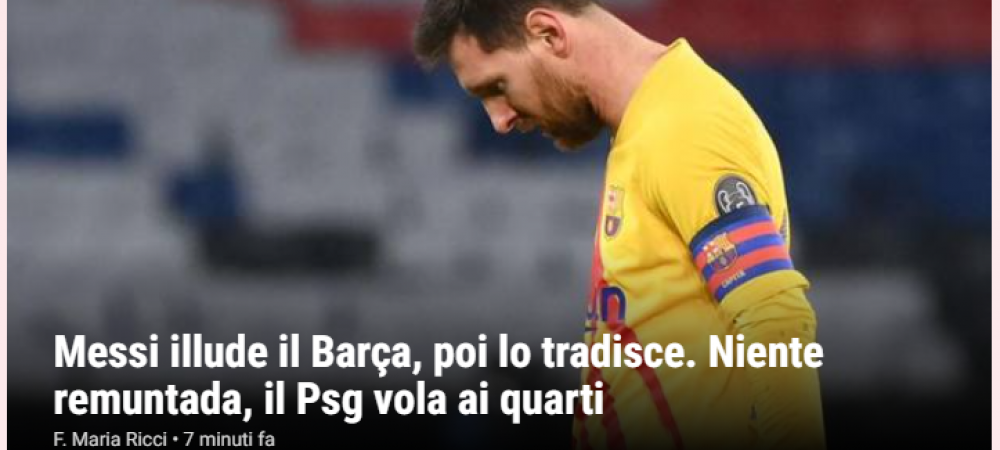 Messi dezamageste Barcelona si apoi o tradeaza! Reactiile de la miezul noptii dupa eliminarea Barcelonei in fata lui PSG! Ce scrie presa internationala