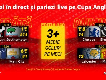 
	(P)&nbsp;Cea mai veche competiție, cele mai noi bilete. Vezi în direct și pariază pe Cupa Angliei la Superbet
