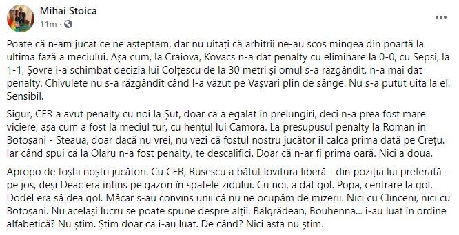 "Te descalifici cand spui asa ceva!" Atac dur al lui Mihai Stoica dupa egalul cu Clinceni: "Balgradean, Bouhenna...i-au luat in ordine alfabetica?"_2