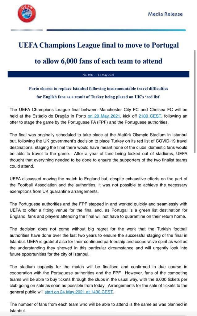 UEFA a anuntat decizia oficiala! Finala Champions League se va juca la Porto! Cati suporteri vor fi in tribune_3