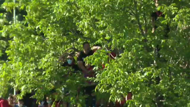 Imagini fabuloase de la meciul Stelei! Suporterii s-au urcat in copaci pentru a vedea meciul! Cum au putut sa reactioneze la gol _6