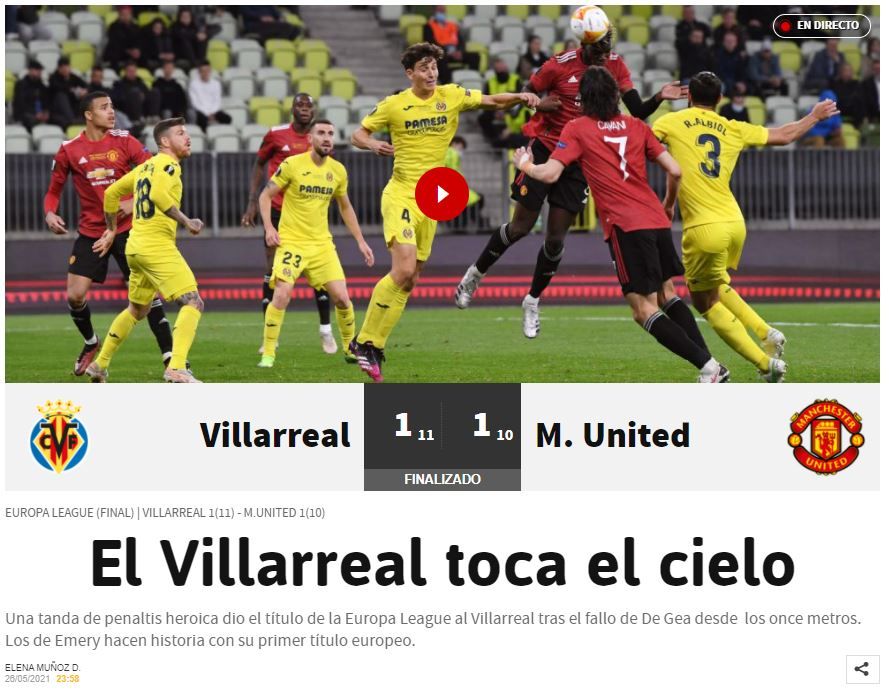"Villarreal atinge cerul!" Reactiile jurnalistilor din Spania dupa ce echipa lui Unai Emery cucereste primul trofeu in Europa League_6