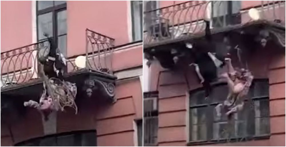 Clipe de teroare pentru un cuplu! Au cazut de la balcon in timp ce se certau! Totul a fost surprins pe camere_1