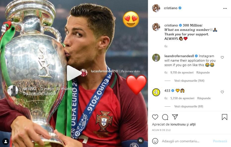 Cristiano Ronaldo bate recorduri si in afara terenului! Suma imensa pe care o va primi pentru o postare in social media_2