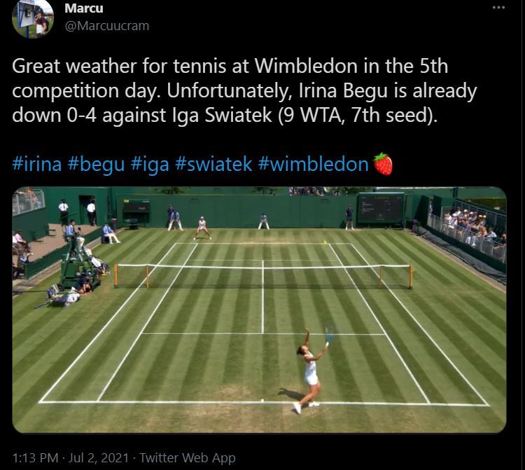 Rezultat dezastruos: Irina Begu, distrusa de Iga Swiatek (20 de ani, 9 WTA), scor 6-1, 6-0 in turul 3 la Wimbledon. Premiu financiar considerabil incasat de Begu, in ciuda esecului dureros _3