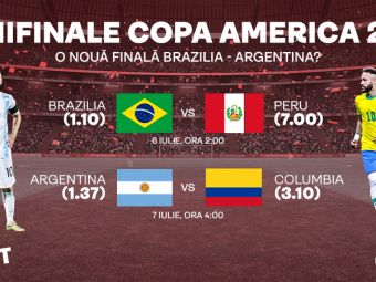 
	Brazilia a batut Peru, Argentina lui Messi e favorita in a doua semifinala. Clasicul sud-american, in finala Copa America?

