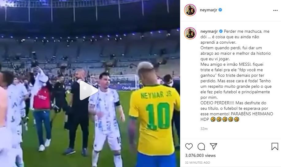 "Fiu de catea, m-ai invins!" :)) Reactie geniala a lui Neymar dupa ce a pierdut finala Copa America! Ce i-a transmis lui Messi _5