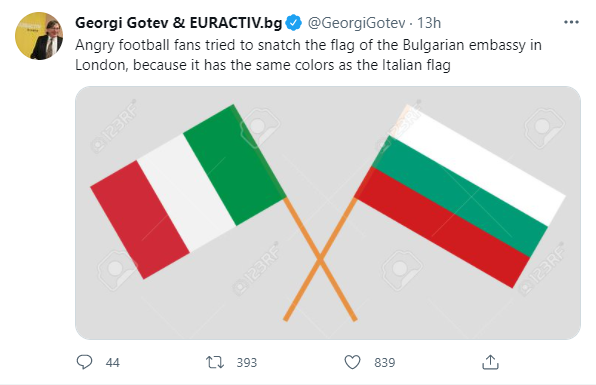 Suporterii englezi si-au pierdut controlul! Au confundat steagul Italiei cu cel al Bulgariei si au atacat Ambasada vecinilor nostri _8