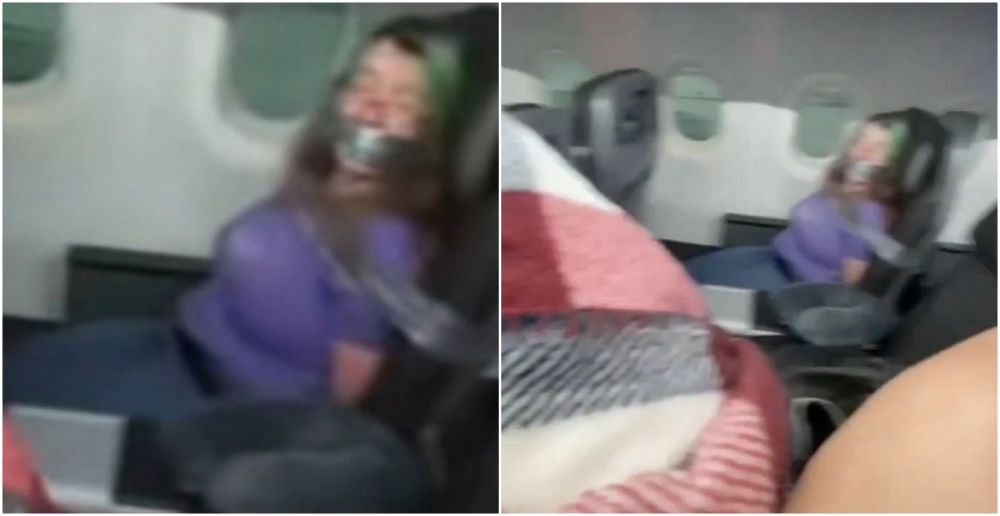 Imagini ireale din avion! O femeie a fost legata cu banda adeziva dupa ce a incercat sa deschida usa aeronavei _4