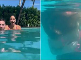 Soția lui Messi a făcut senzație la piscină! Toți s-au uitat la slipul minuscul purtat la piscină