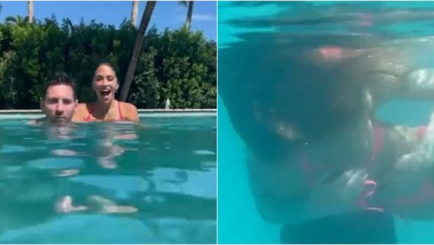 Soția lui Messi a făcut senzație la piscină! Toți s-au uitat la slipul minuscul purtat la piscină