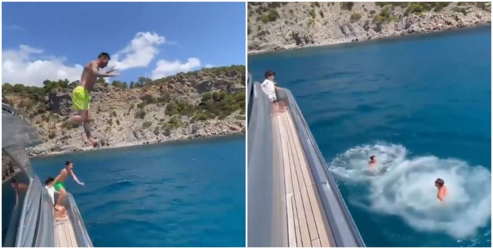Messi face spectacol și în vacanță! A sărit în apă de la etajul unui yacht, alături de fiul său _7