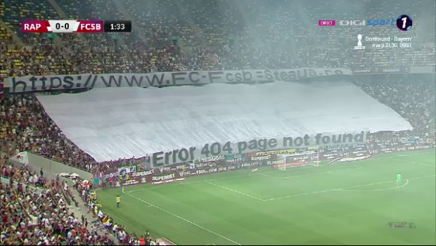 
	Ironie maximă a suporterilor rapidiști! &quot;FCSB = Steaua not found&quot;

