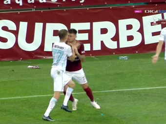 
	Bătaie în finalul derby-ului! Șerban i-a bagat mâna în gât lui Belu-Iordache. Sefer, placaj ca la rugby la jucătorul FCSB&nbsp;
