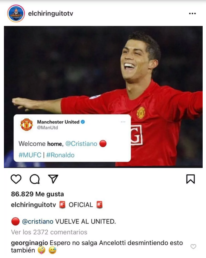 Georgina, reacție ironică după ce Ronaldo a semnat cu United: „Sper să nu iasă iar Ancelotti!” _14