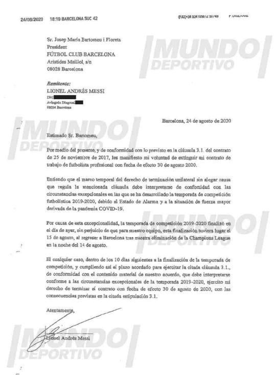 A apărut controversatul burofax prin care Messi a cerut să plece de la Barcelona! Cum arată documentul _15