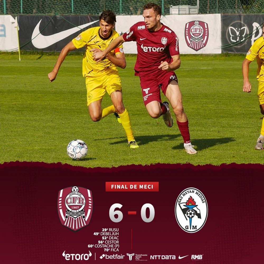 CFR, spectacol în primul meci condus de Dan Petrescu! Clujenii au făcut scor cu Gaz Metan _3