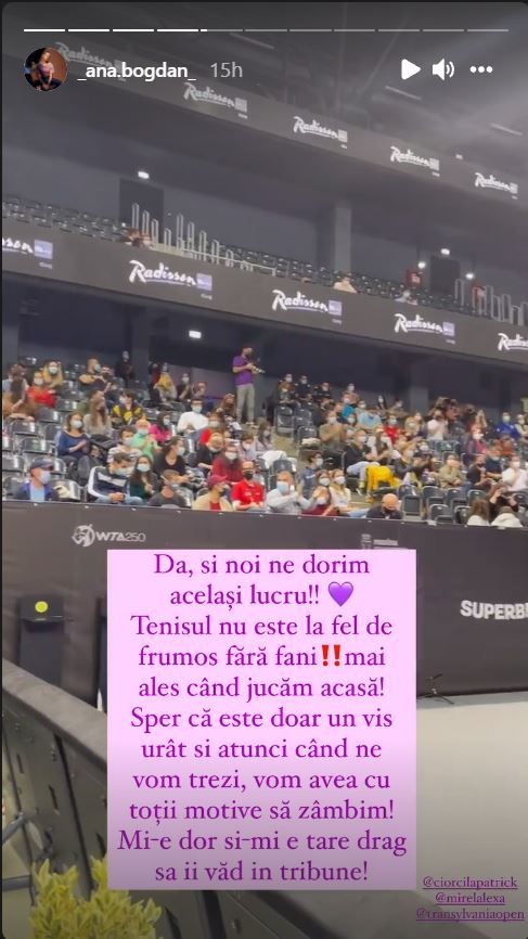 „Vrem turneu cu spectatori!” Ana Bogdan a emoționat publicul clujean, interzis la Transylvania Open: „V-aș îmbrățișa pe toți!” _1
