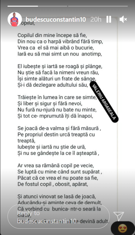 Budescu, sensibilizat de Valeriu Argăseală! Jucătorul a distribuit o poezie scrisă de președintele FCSB-ului_2