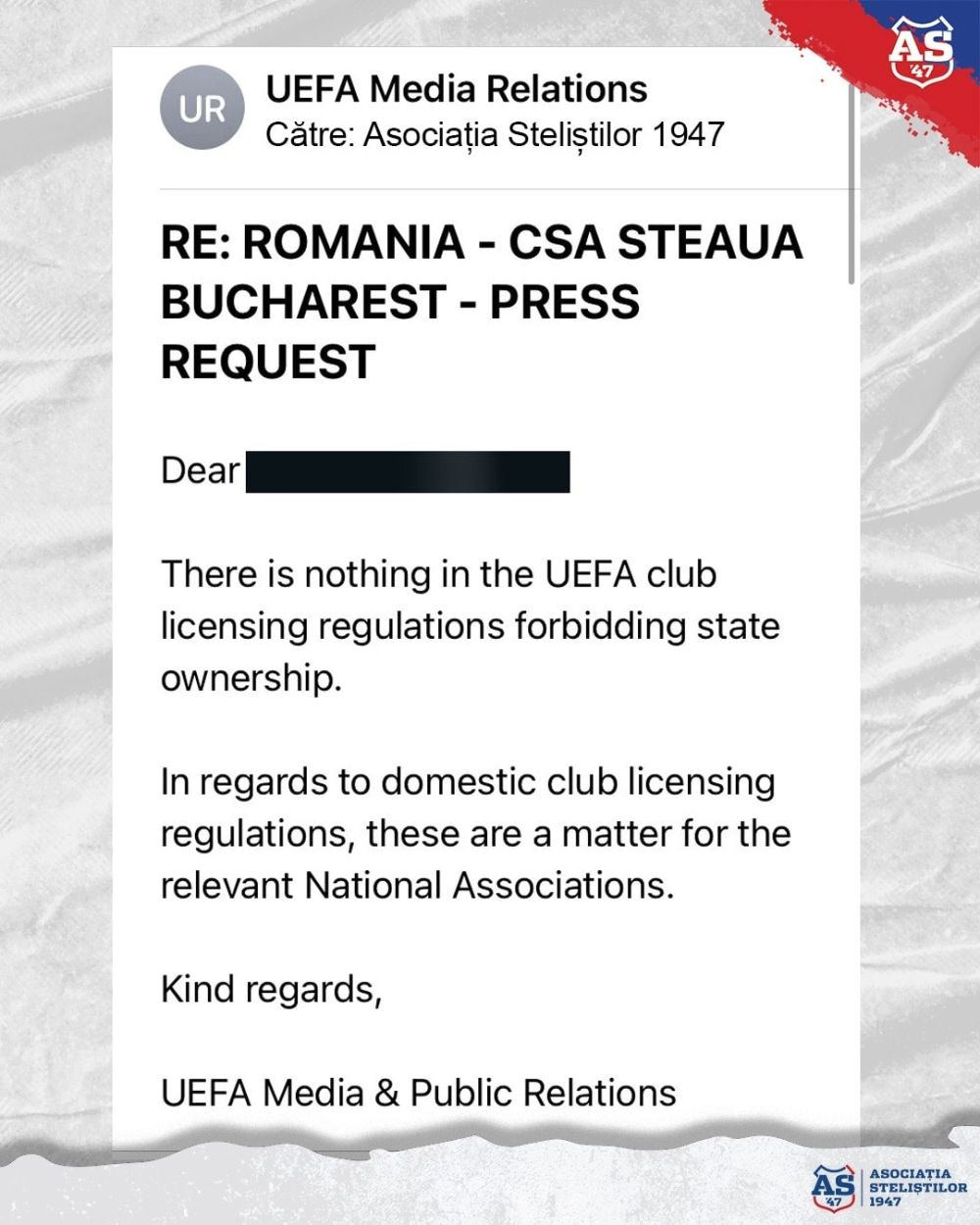 UEFA: „Regulamentele noastre nu interzic promovarea CSA Steaua”_2