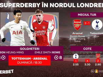 
	Tottenham &ndash; Arsenal: SuperDerby în nordul Londrei! &bdquo;Tunarii&rdquo; vor să dea lovitura pe terenul marii rivale (P)
