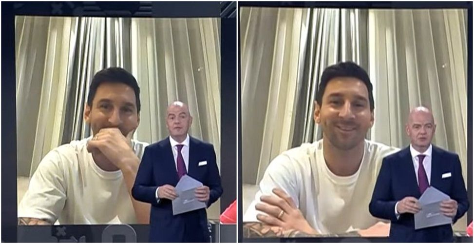 Sunt imaginile momentului! Messi, driblat de tehnologie la gala FIFA! :) Fanii au râs de el: „Toți în costum, el în pijama”_1