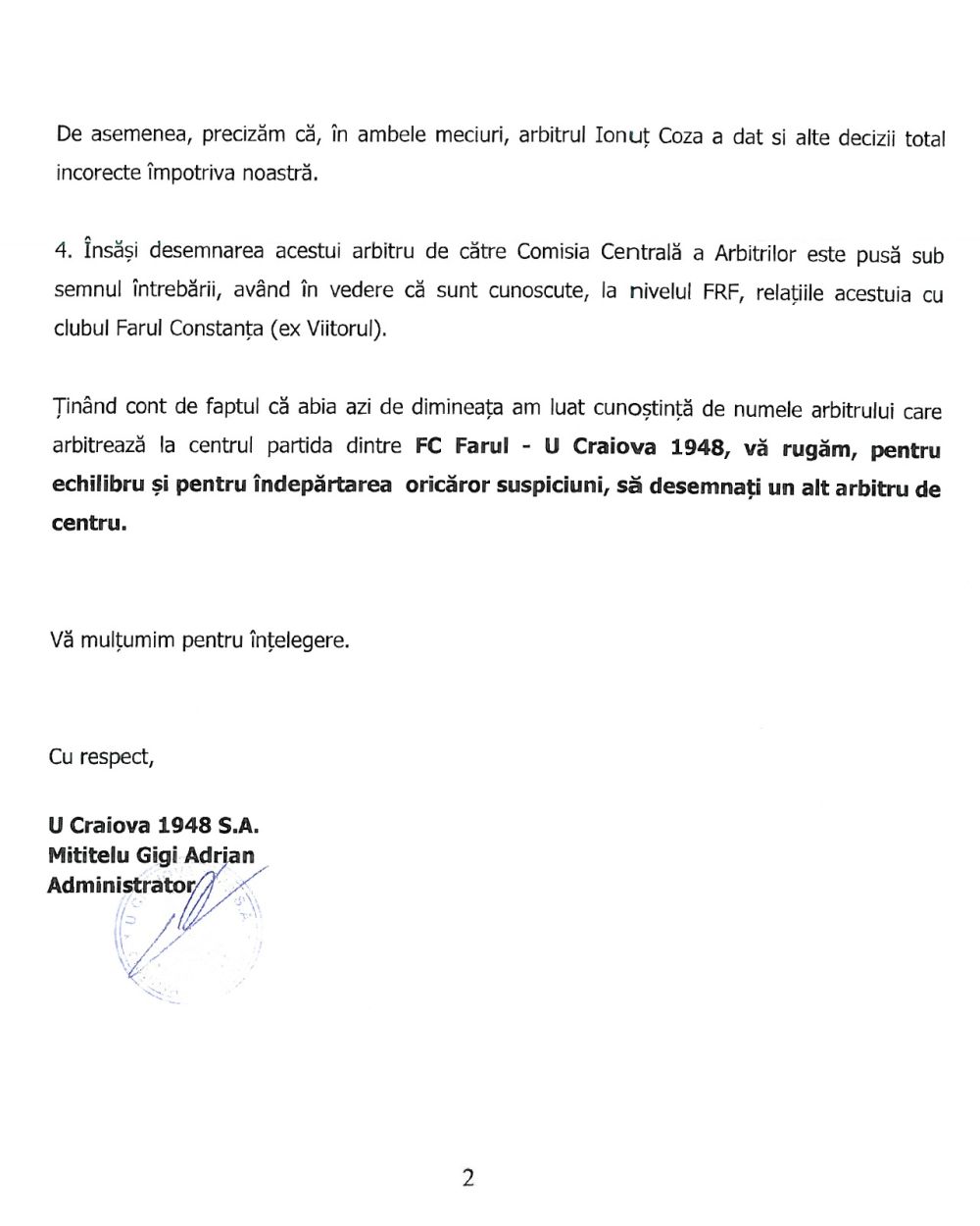 Scandal înainte de Farul - FCU Craiova! Ce reclamă echipa lui Mititelu_3
