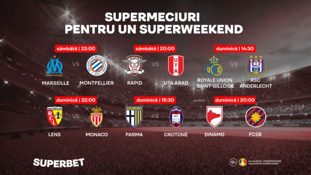
	SuperMeciuri pentru un SuperWeekend! Derby-uri în România şi Belgia, Cupa Franţei şi SuperDuelul românilor din Italia
