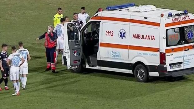 
	Accidentare horror în finalul primei reprize din Dinamo - FCSB! Două ambulanțe au intrat pe teren
