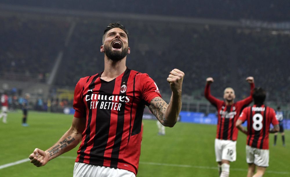Olivier Giroud, decisiv în derby-ul Inter-Milan 1-2. Lupta pentru titlu rămâne strânsă în Serie A după succesul "Rossonerilor"_1