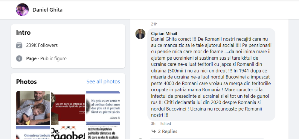Comentarii oribile anti-Ucraina după o postare a lui Daniel Ghiță, fostul kickboxer devenit deputat în Parlamentul României_4