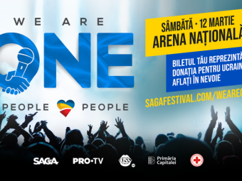 
	SAGA Festival, PRO TV, KISS FM și Primăria Municipiului București își unesc forțele pentru WE ARE ONE, cel mai mare concert caritabil live din România

