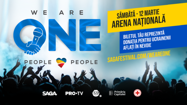 
	SAGA Festival, PRO TV, KISS FM și Primăria Municipiului București își unesc forțele pentru WE ARE ONE, cel mai mare concert caritabil live din România
