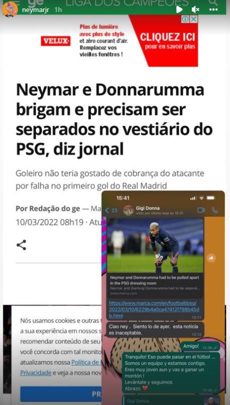 Neymar a postat mesajul pe care i l-a trimis Donnarumma după anunțul că s-ar fi luat la bătaie în vestiar! Ce a spus brazilianul _4