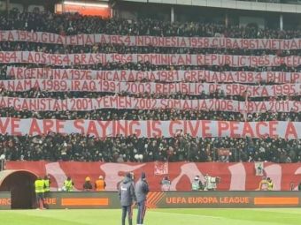 Sârbii nu uită! Fanii echipei Steaua Roșie Belgrad au ironizat SUA în bannerele de la meciul din Europa League