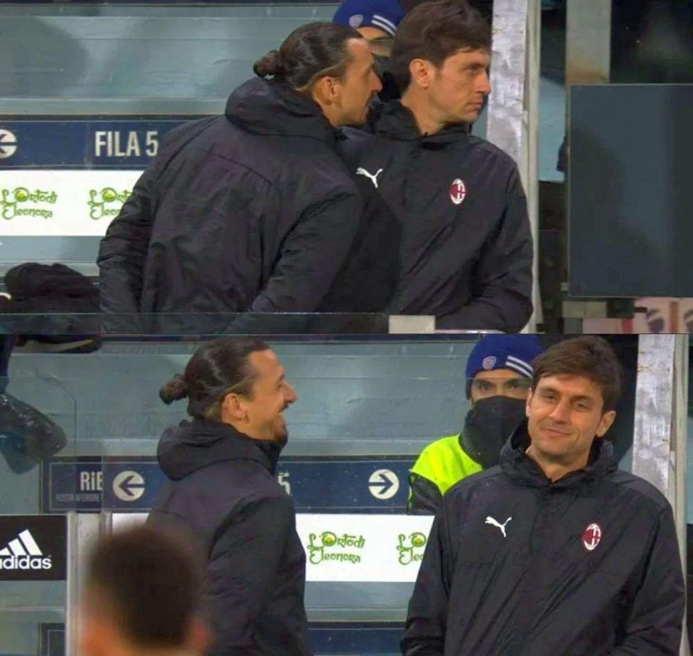 Marele Ibrahimovic l-a amuzat pe Tătărușanu! Cum au fost surprinși cei doi în timpul meciului AC Milan - Cagliari_2