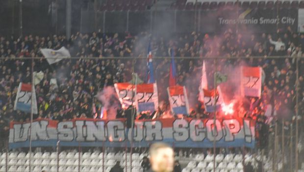 
	&quot;Un singur scop!&quot;. Mesajul afișat de fanii lui FCSB la derby-ul cu CFR Cluj
